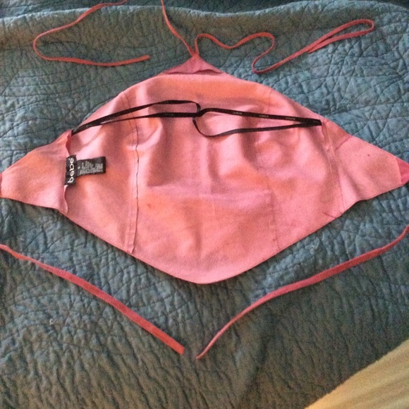 Bebe Rose/ Pink Suede Halter Top - Picture 2 of 3